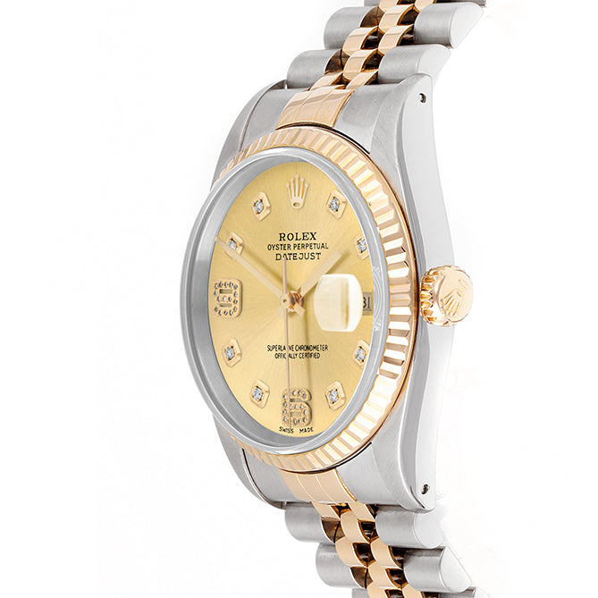 Rolex Datejust 36mm TWO TONE 16233 Champagne Dial | 6&9 Diamond  Hour Markers | Fluted Bezel