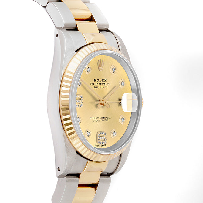 Rolex Datejust 36mm TWO TONE 16233 Champagne Dial | 6&9 Diamond  Hour Markers | Fluted Bezel