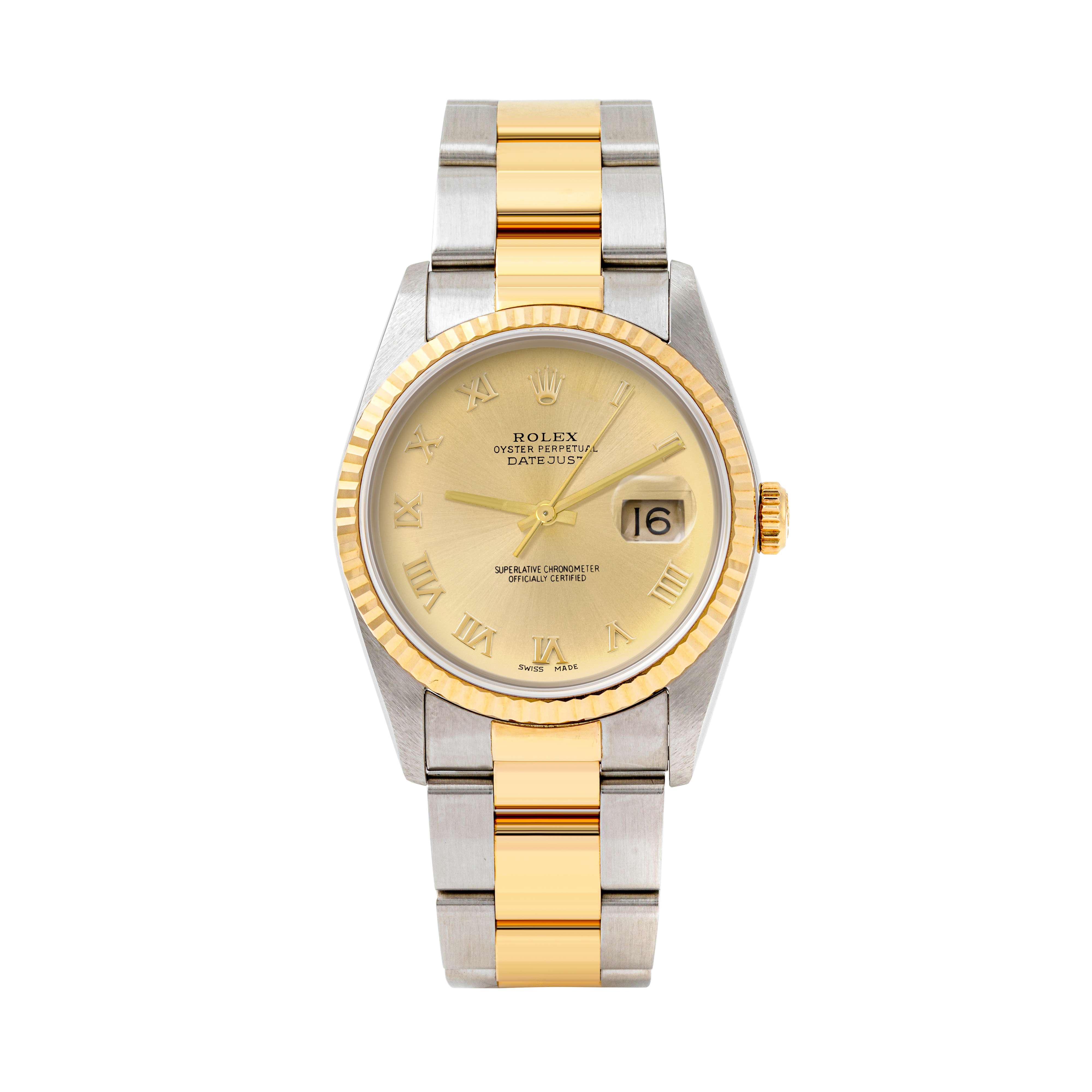 Rolex Datejust 36mm TWO TONE 16233 Champagne Dial | Roman Hour Markers | Fluted Bezel