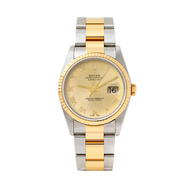 Rolex Datejust 36mm TWO TONE 16233 Champagne Dial | Roman Hour Markers | Fluted Bezel
