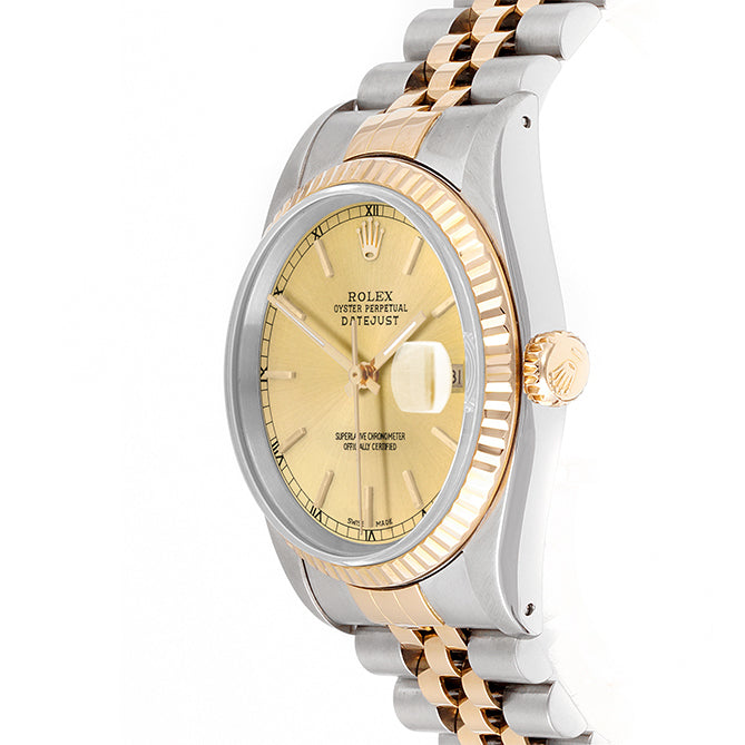 Rolex Datejust 36mm TWO TONE 16233 Champagne  Dial | Stick  Hour Markers | Fluted Bezel
