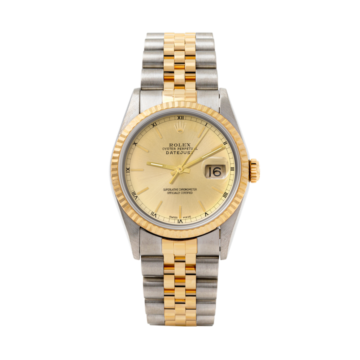 Rolex Datejust 36mm TWO TONE 16233 Champagne  Dial | Stick  Hour Markers | Fluted Bezel