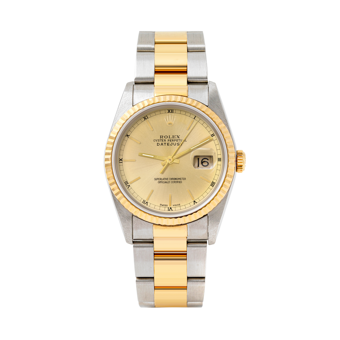 Rolex Datejust 36mm TWO TONE 16233 Champagne  Dial | Stick  Hour Markers | Fluted Bezel
