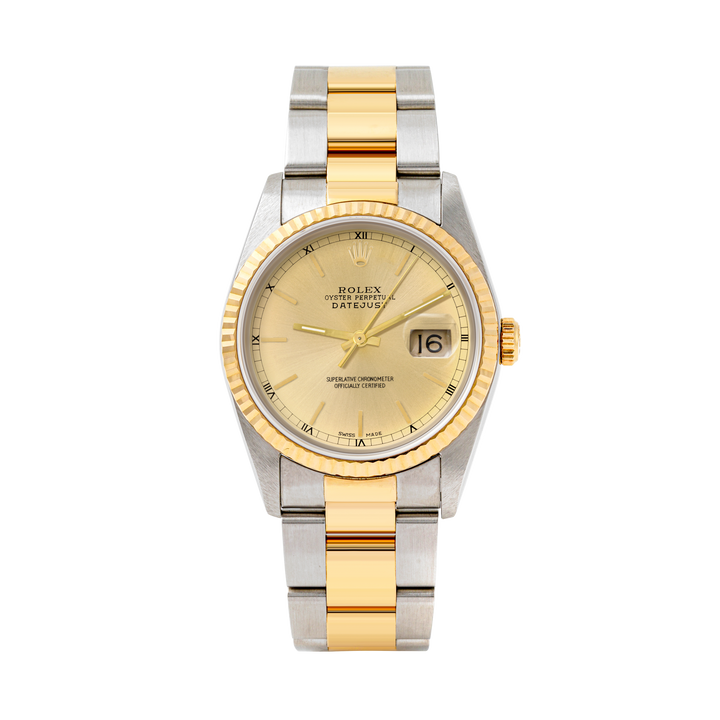 Rolex Datejust 36mm TWO TONE 16233 Champagne  Dial | Stick  Hour Markers | Fluted Bezel