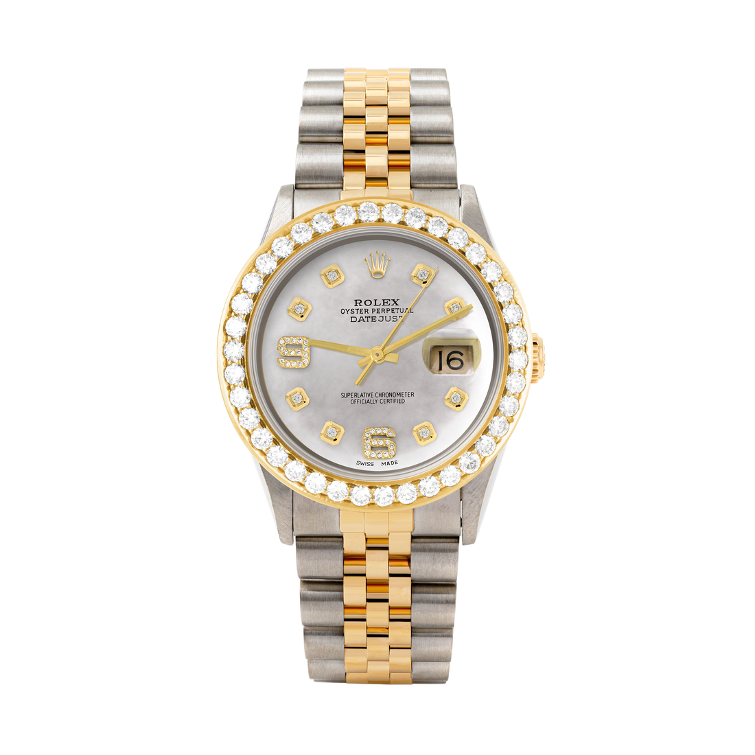 Rolex Datejust 36mm TWO TONE 16233 Mop Dial | 6&9 Diamond Hour Markers | 2.5ct Diamond Bezel