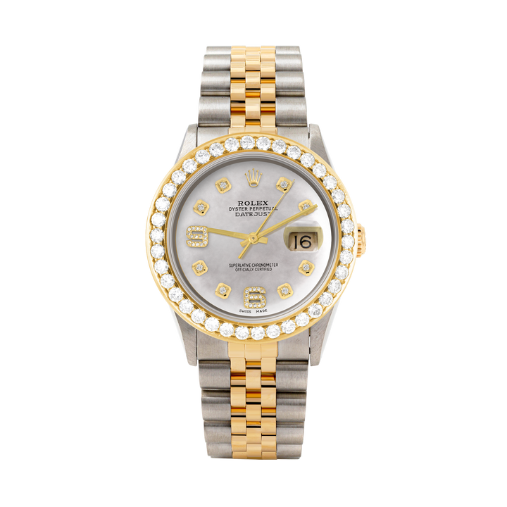Rolex Datejust 36mm TWO TONE 16233 Mop Dial | 6&9 Diamond Hour Markers | 2.5ct Diamond Bezel