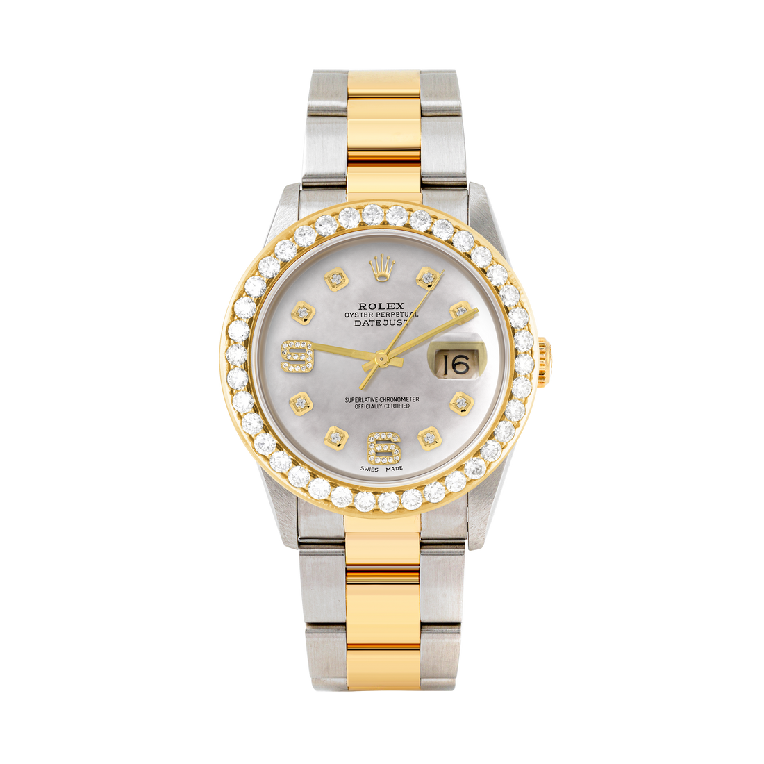 Rolex Datejust 36mm TWO TONE 16233 Mop Dial | 6&9 Diamond Hour Markers | 2.5ct Diamond Bezel