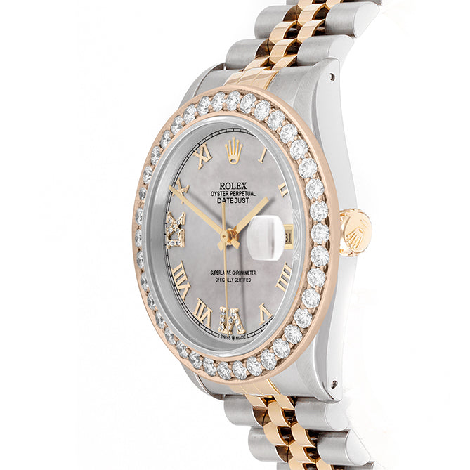 Rolex Datejust 36mm TWO TONE 16233 Mop Dial | Diamond Hour Markers | 2.5ct Diamond Bezel