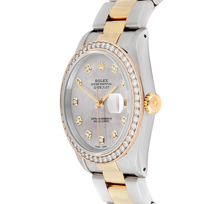 Rolex Datejust 36mm TWO 16233 Mop Dial | Diamond  Hour Markers | 1.8ct Diamond Bezel