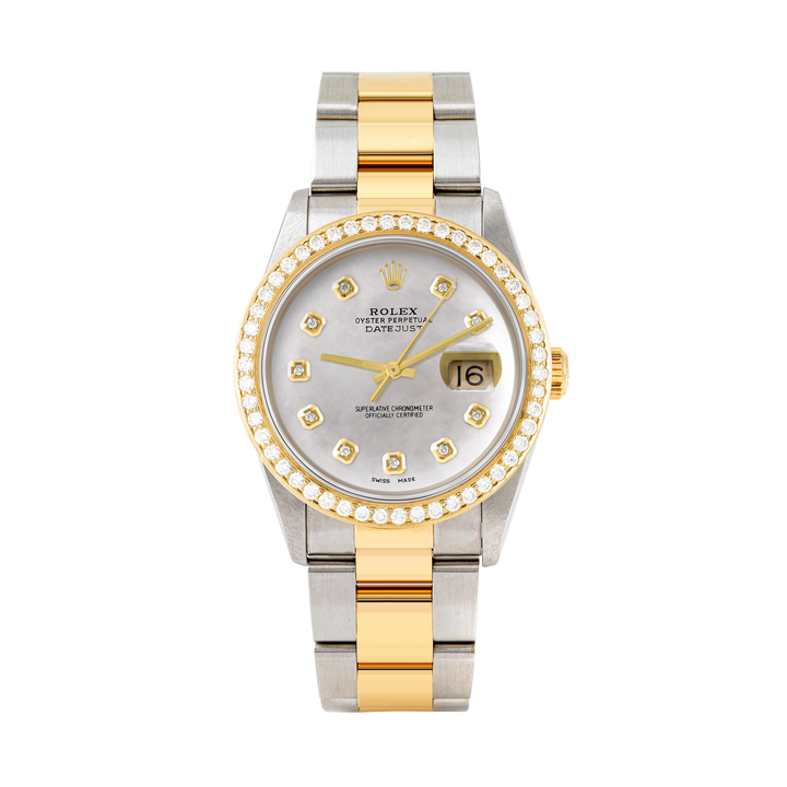 Rolex Datejust 36mm TWO 16233 Mop Dial | Diamond  Hour Markers | 1.8ct Diamond Bezel