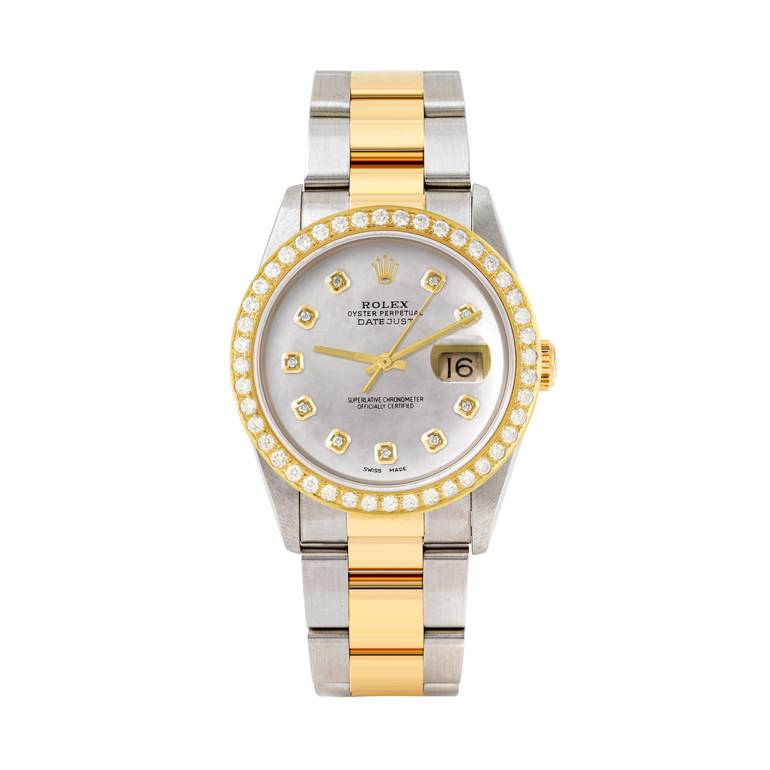 Rolex Datejust 36mm TWO TONE 16233 Mop Dial | Diamond Hour Markers | 2ct Diamond Bezel