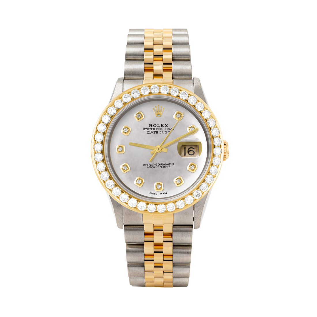 Rolex Datejust 36mm TWO TONE 16233 Mop Dial | Diamond Hour Markers | 2.5ct Diamond Bezel