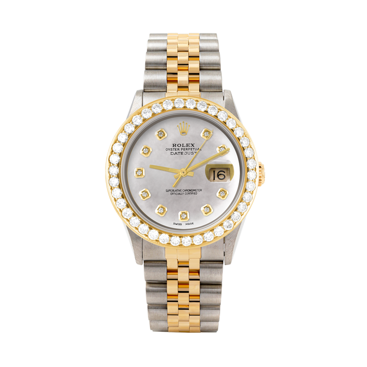 Rolex Datejust 36mm TWO TONE 16233 Mop Dial | Diamond Hour Markers | 2.5ct Diamond Bezel