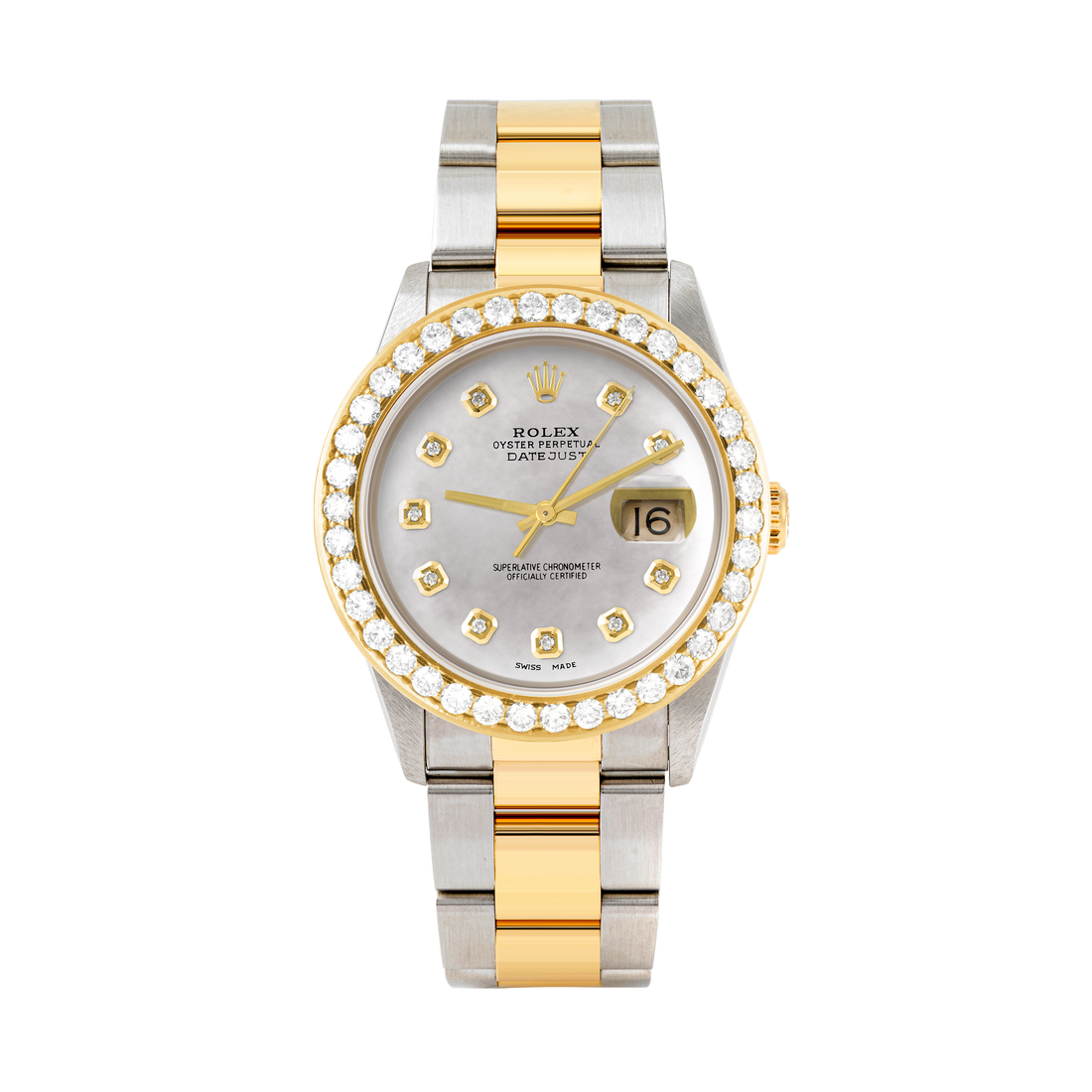 Rolex Datejust 36mm TWO TONE 16233 Mop Dial | Diamond Hour Markers | 2.5ct Diamond Bezel