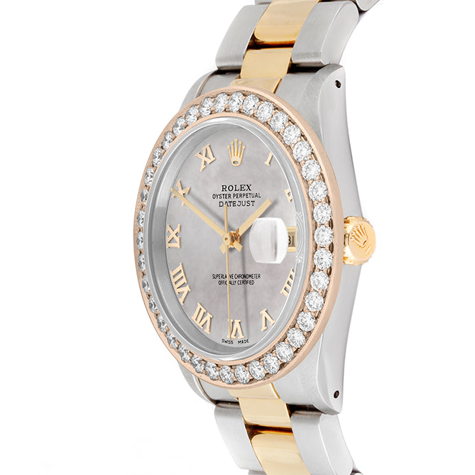 Rolex Datejust 36mm TWO TONE 16233 White Dial | 6&9 Diamond Hour Markers | 2.5ct Diamond Bezel