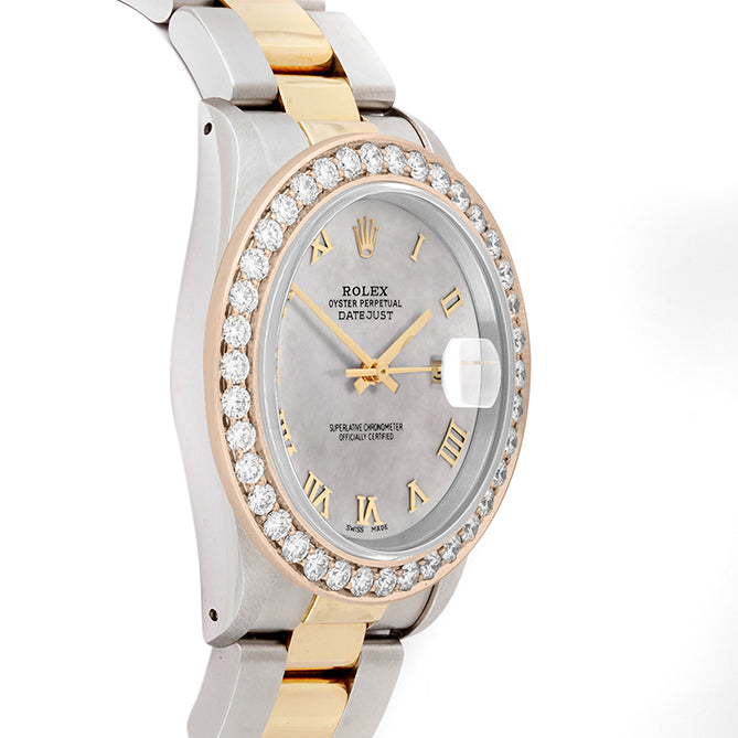 Rolex Datejust 36mm TWO TONE 16233 White Dial | 6&9 Diamond Hour Markers | 2.5ct Diamond Bezel