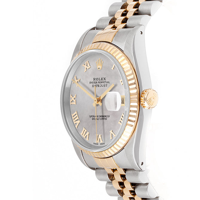 Rolex Datejust 36mm TWO TONE 16233 Mop Dial | Roman Hour Markers | Fluted Bezel