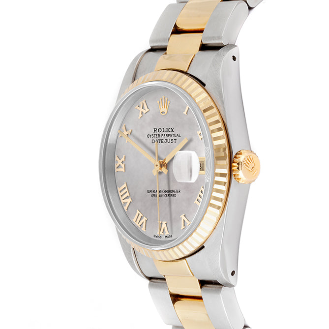 Rolex Datejust 36mm TWO TONE 16233 Mop Dial | Roman Hour Markers | Fluted Bezel