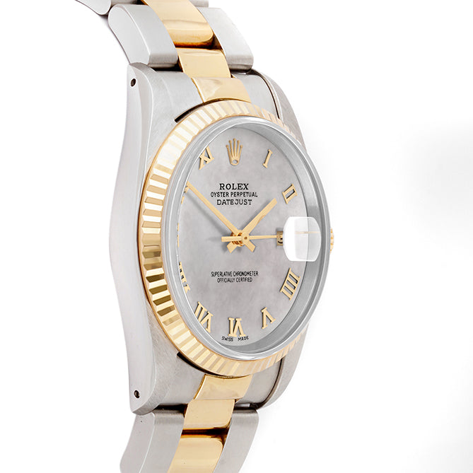 Rolex Datejust 36mm TWO TONE 16233 Mop Dial | Roman Hour Markers | Fluted Bezel