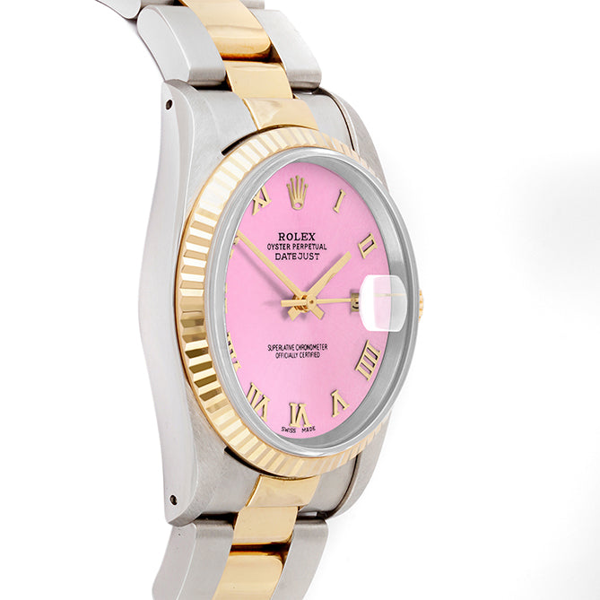 Rolex Datejust 36mm TWO TONE 16233 Pink Dial | Roman Hour Markers | Fluted Bezel