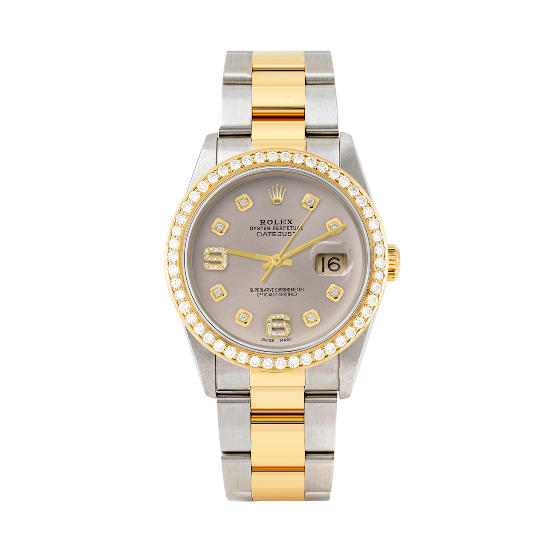 Rolex Datejust 36mm TWO TONE 16233 Slate Dial | 6&9 Diamond Hour Markers | 1.8ct Diamond Bezel