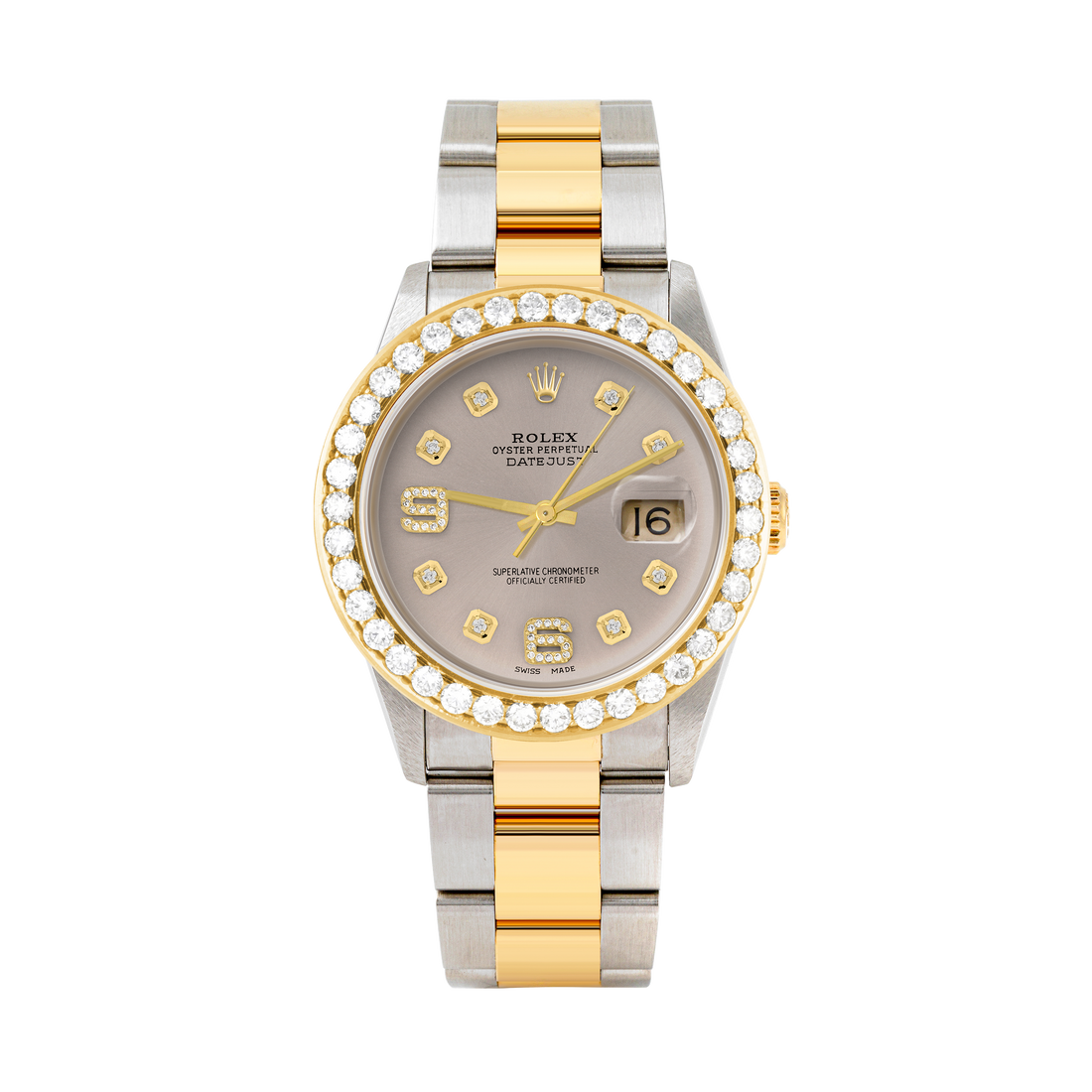 Rolex Datejust 36mm TWO TONE 16233 Slate Dial | 6&9 Diamond Hour Markers | 2.5ct Diamond Bezel