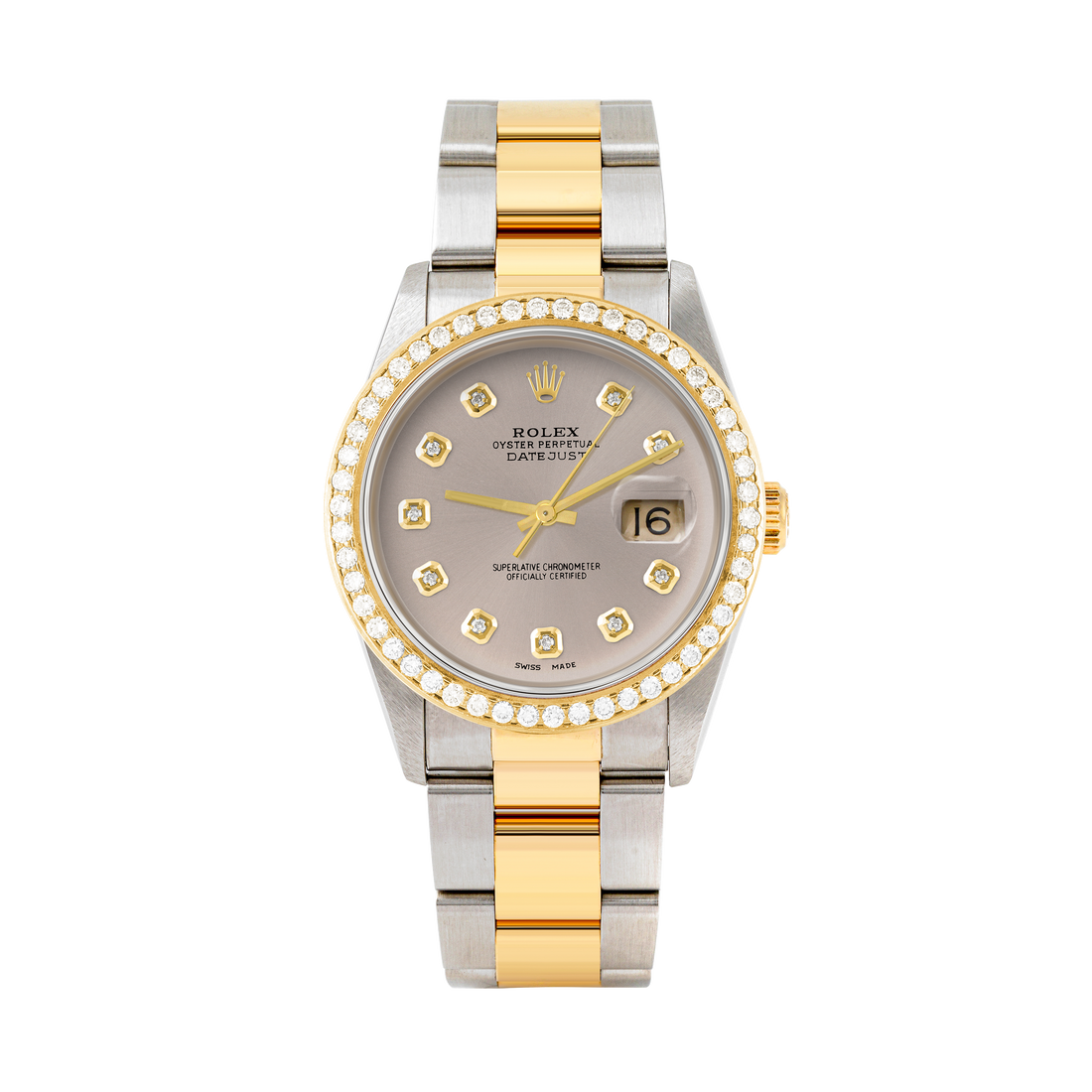 Rolex Datejust 36mm TWO TONE 16233 Slate Dial | Diamond  Hour Markers | 1.8ct Diamond Bezel