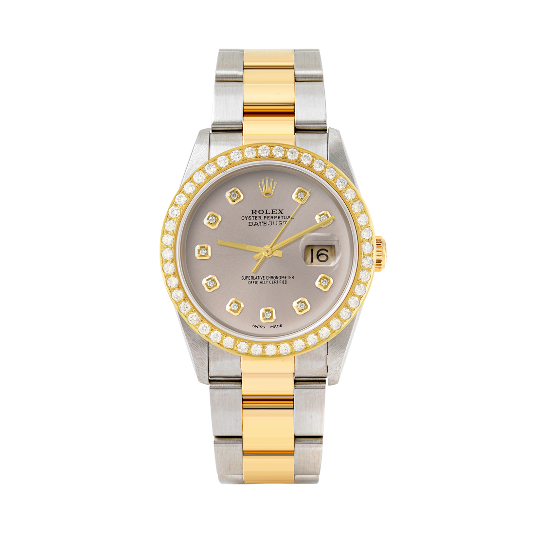 Rolex Datejust 36mm TWO TONE 16233 Slate Dial | Diamond Hour Markers | 2ct Diamond Bezel
