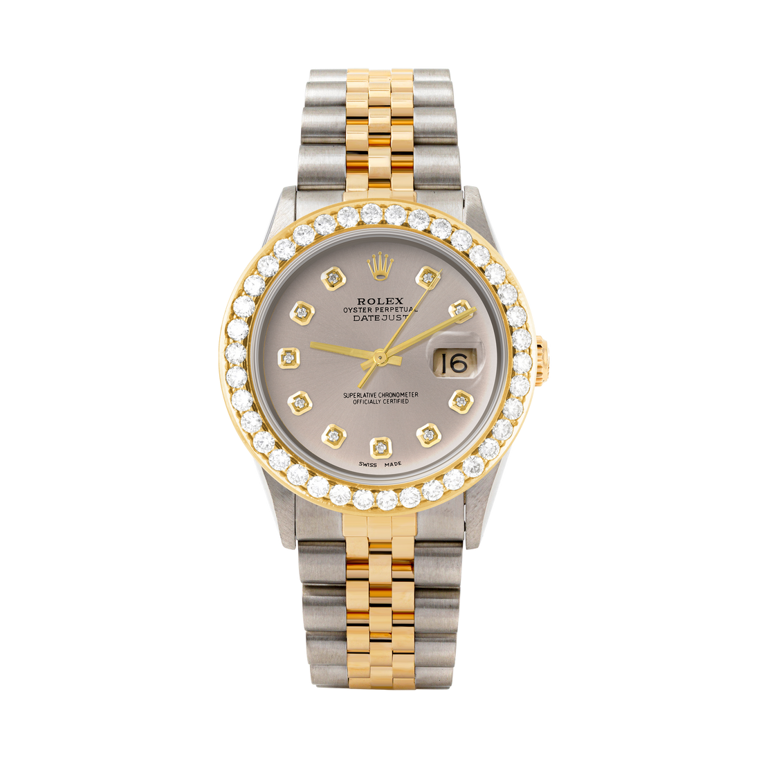 Rolex Datejust 36mm TWO TONE 16233 Slate Dial | Diamond Hour Markers | 2.5ct Diamond Bezel