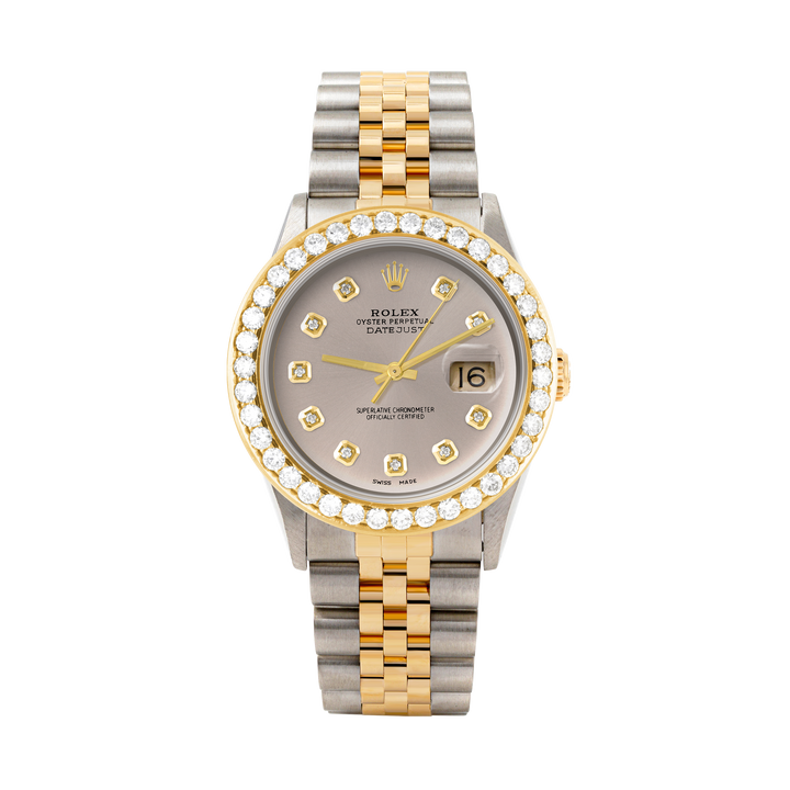 Rolex Datejust 36mm TWO TONE 16233 Slate Dial | Diamond Hour Markers | 2.5ct Diamond Bezel