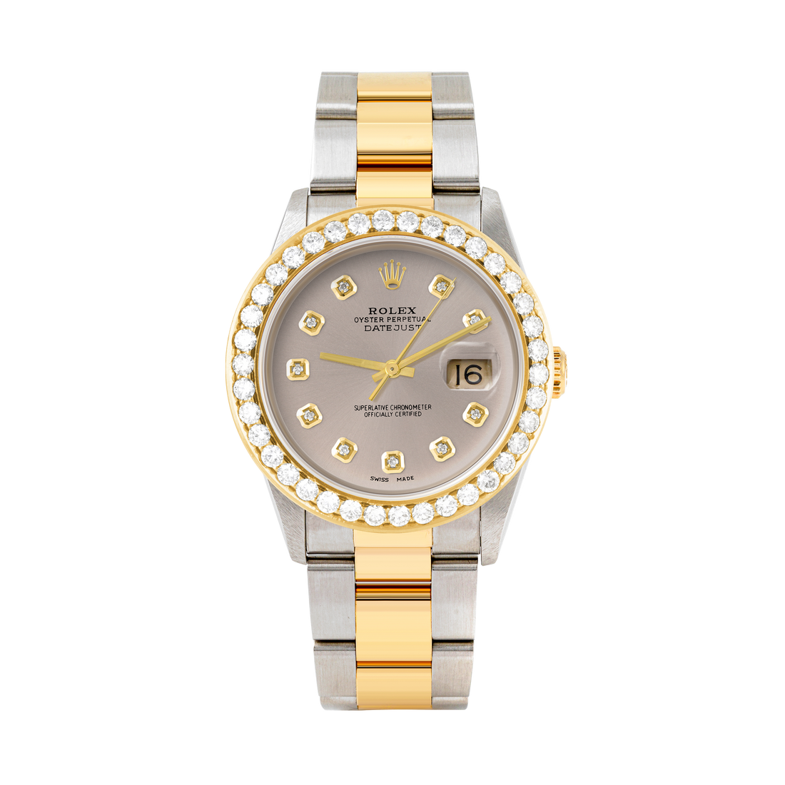 Rolex Datejust 36mm TWO TONE 16233 Slate Dial | Diamond Hour Markers | 2.5ct Diamond Bezel