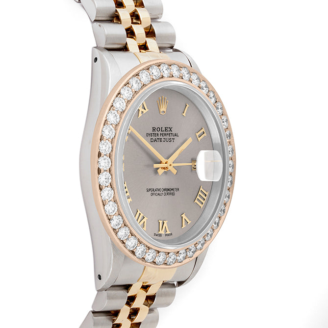 Rolex Datejust 36mm TWO TONE 16233  Mop  Dial | Roman Hour Markers | 2.5ct Diamond Bezel