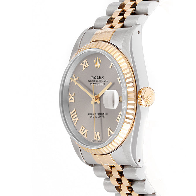 Rolex Datejust 36mm TWO TONE 16233 Slate Dial | Roman Hour Markers | Fluted Bezel