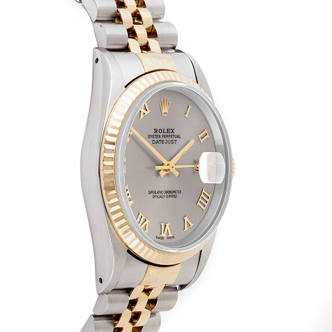 Rolex Datejust 36mm TWO TONE 16233 Slate Dial | Roman Hour Markers | Fluted Bezel