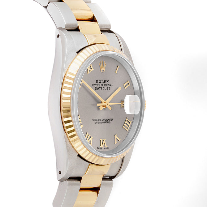 Rolex Datejust 36mm TWO TONE 16233 Slate Dial | Roman Hour Markers | Fluted Bezel