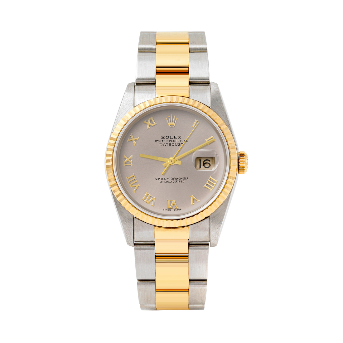Rolex Datejust 36mm TWO TONE 16233 Slate Dial | Roman Hour Markers | Fluted Bezel