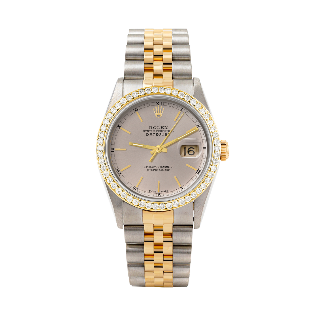 Rolex Datejust 36mm TWO TONE 16233 Slate Dial | Stick Hour Markers | 1ct Diamond Bezel