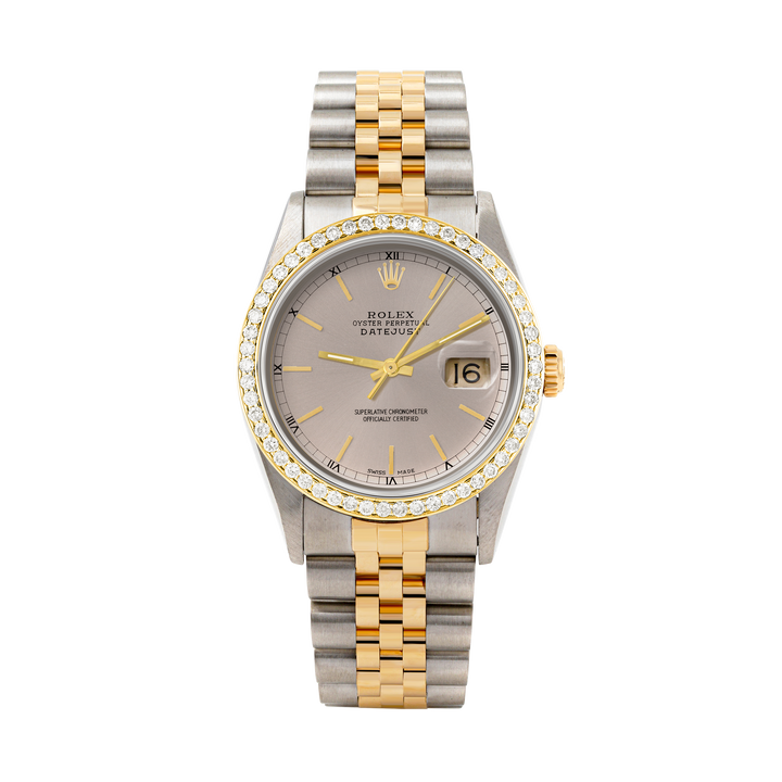Rolex Datejust 36mm TWO TONE 16233 Slate Dial | Stick Hour Markers | 1ct Diamond Bezel