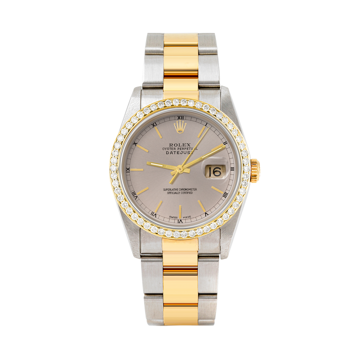 Rolex Datejust 36mm TWO TONE 16233 Slate Dial | Stick Hour Markers | 1ct Diamond Bezel