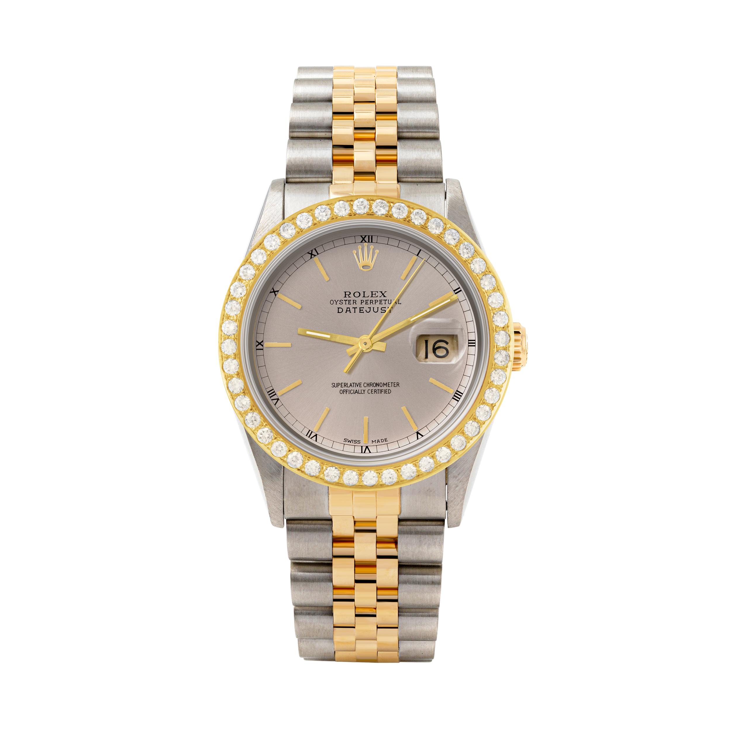 Rolex Datejust 36mm TWO TONE 16233 Slate Dial | Stick Hour Markers | 2ct Diamond Bezel