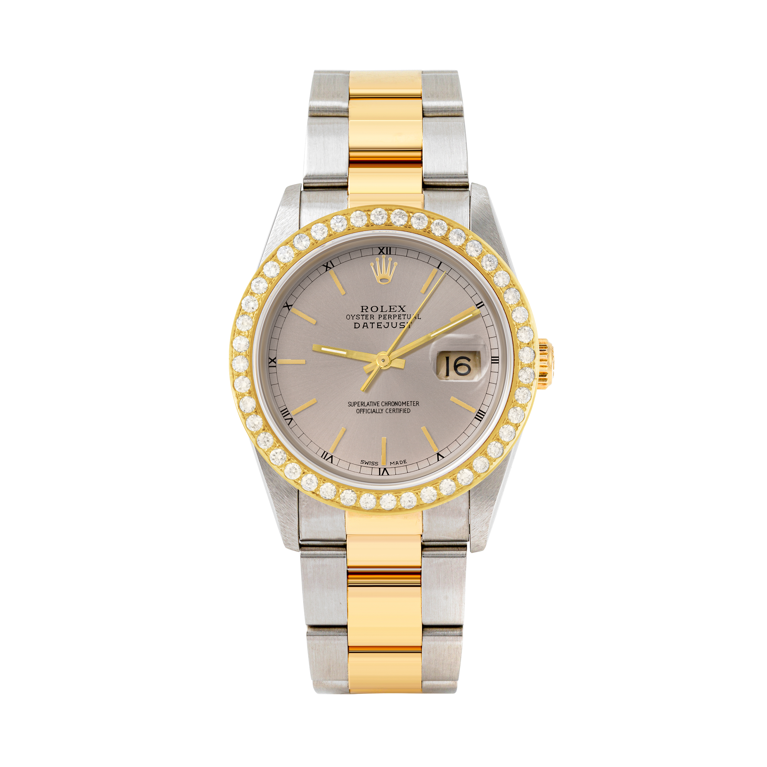 Rolex Datejust 36mm TWO TONE 16233 Slate Dial | Stick Hour Markers | 2ct Diamond Bezel