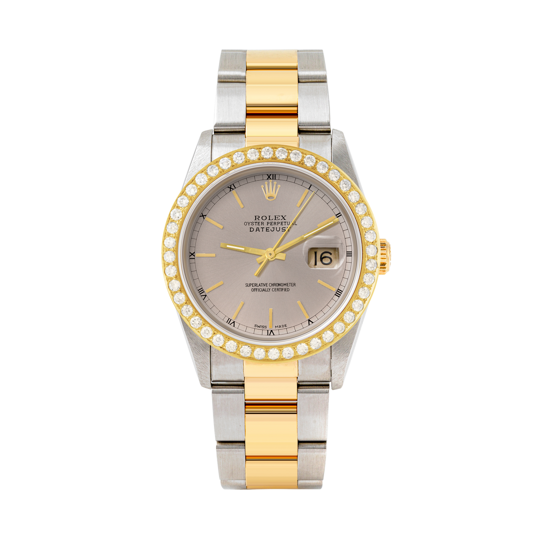 Rolex Datejust 36mm TWO TONE 16233 Slate Dial | Stick Hour Markers | 2ct Diamond Bezel