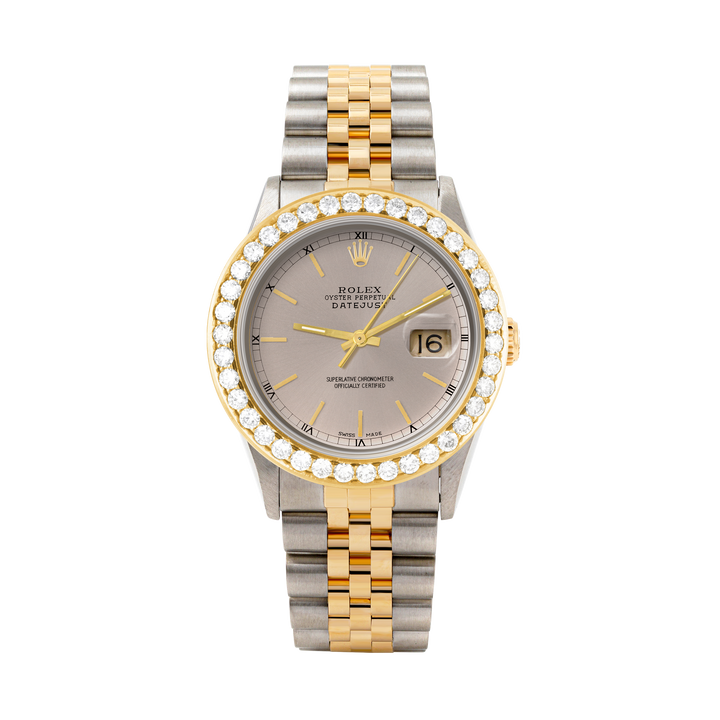 Rolex Datejust 36mm TWO TONE 16233  Slate Dial | Stick Hour Markers | 2.5ct Diamond Bezel