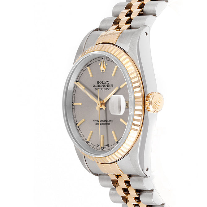 Rolex Datejust 36mm TWO TONE 16233 Slate Dial | Stick  Hour Markers | Fluted Bezel