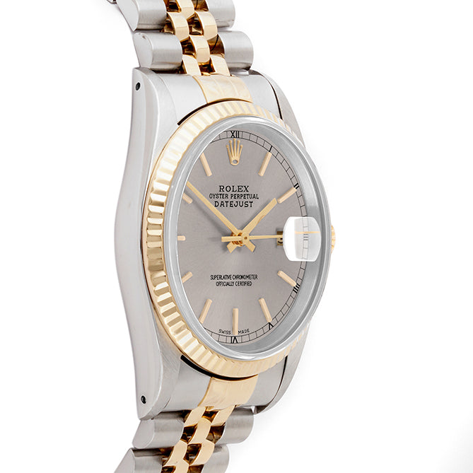 Rolex Datejust 36mm TWO TONE 16233 Slate Dial | Stick  Hour Markers | Fluted Bezel