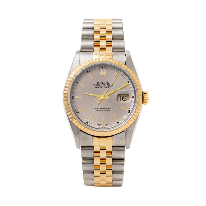 Rolex Datejust 36mm TWO TONE 16233 Slate Dial | Stick  Hour Markers | Fluted Bezel