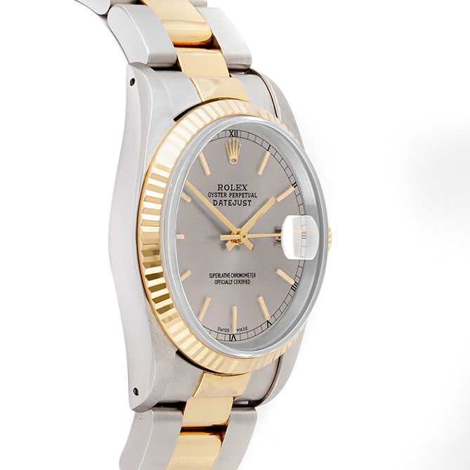 Rolex Datejust 36mm TWO TONE 16233 Slate Dial | Stick  Hour Markers | Fluted Bezel