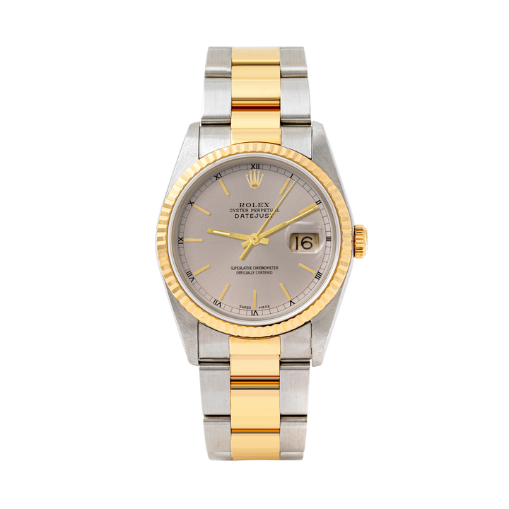 Rolex Datejust 36mm TWO TONE 16233 Slate Dial | Stick  Hour Markers | Fluted Bezel
