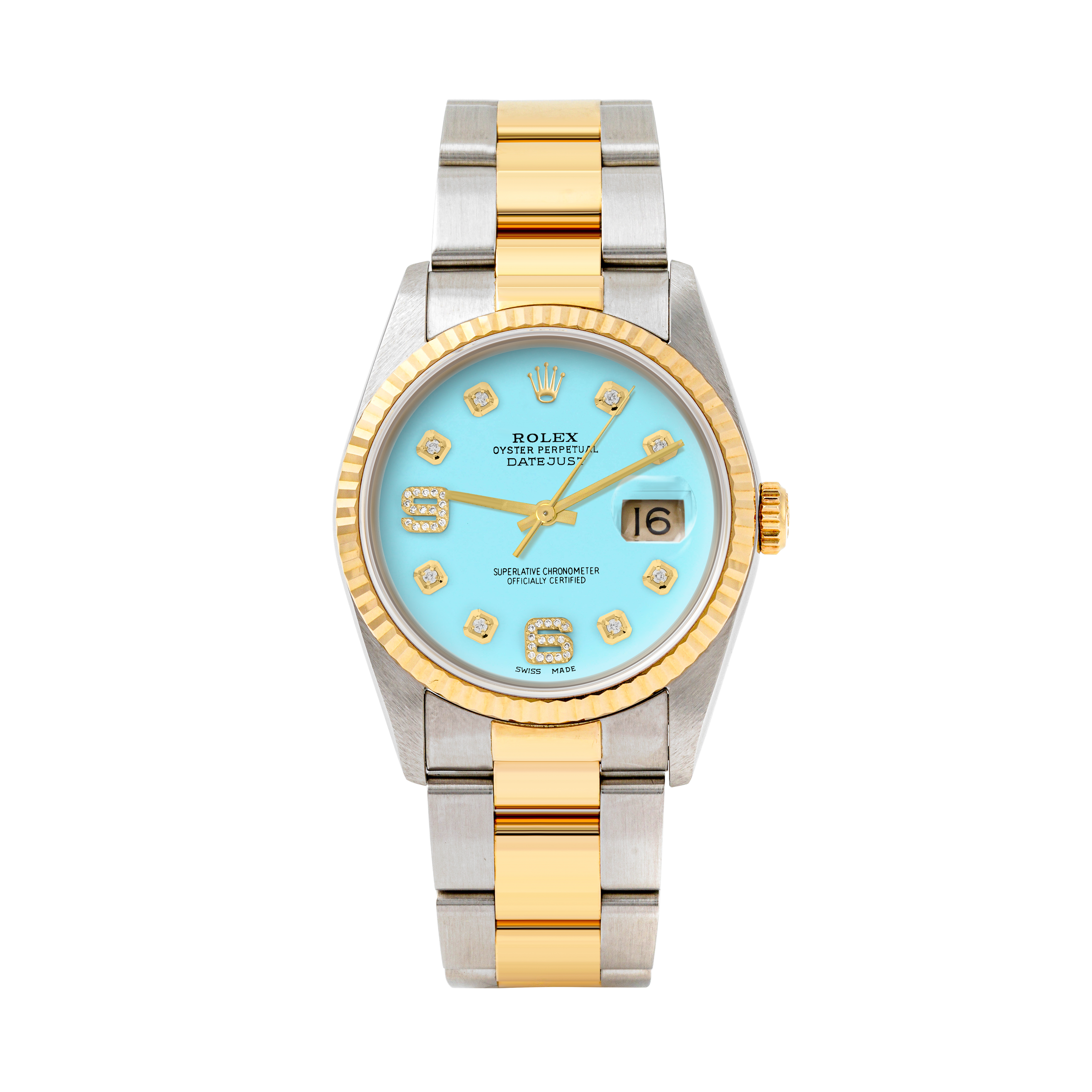 Rolex Datejust 36mm TWO TONE 16233 Tiffany Blue Dial | 6&9 Diamond  Hour Markers | Fluted Bezel
