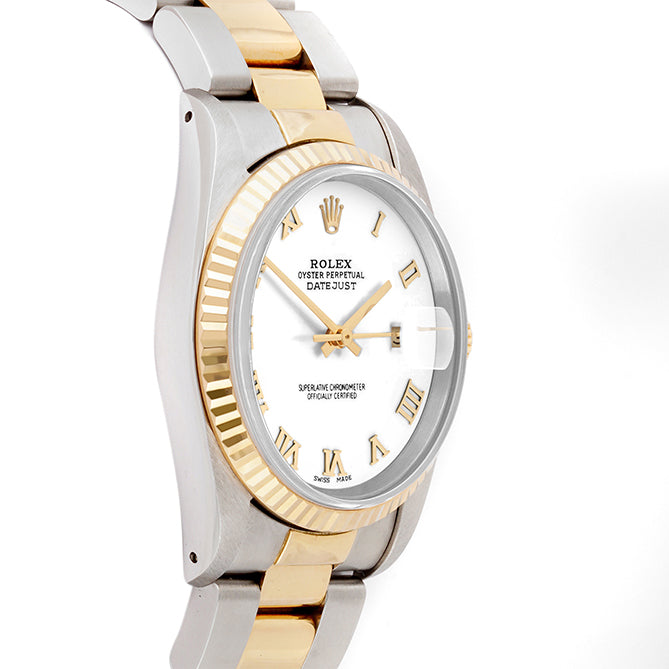 Rolex Datejust 36mm TWO TONE 16233 White  Dial | Roman Hour Markers | Fluted Bezel